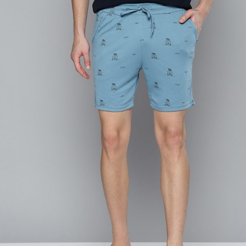 Men Blue Conversational Printed Shorts