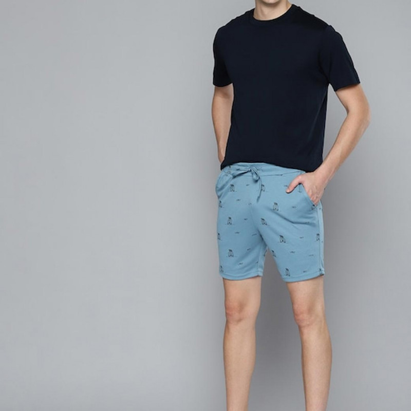 Men Blue Conversational Printed Shorts