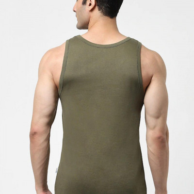 Men Green Cotton Innerwear Gym Vests