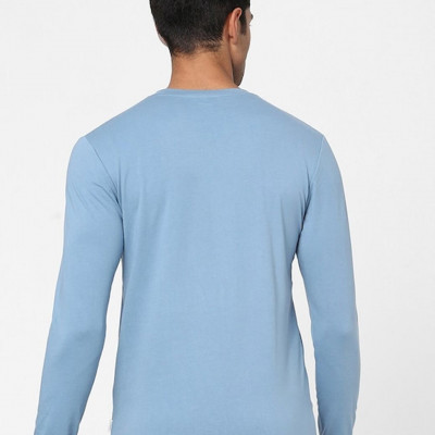 Men Blue Typography Printed T-shirt